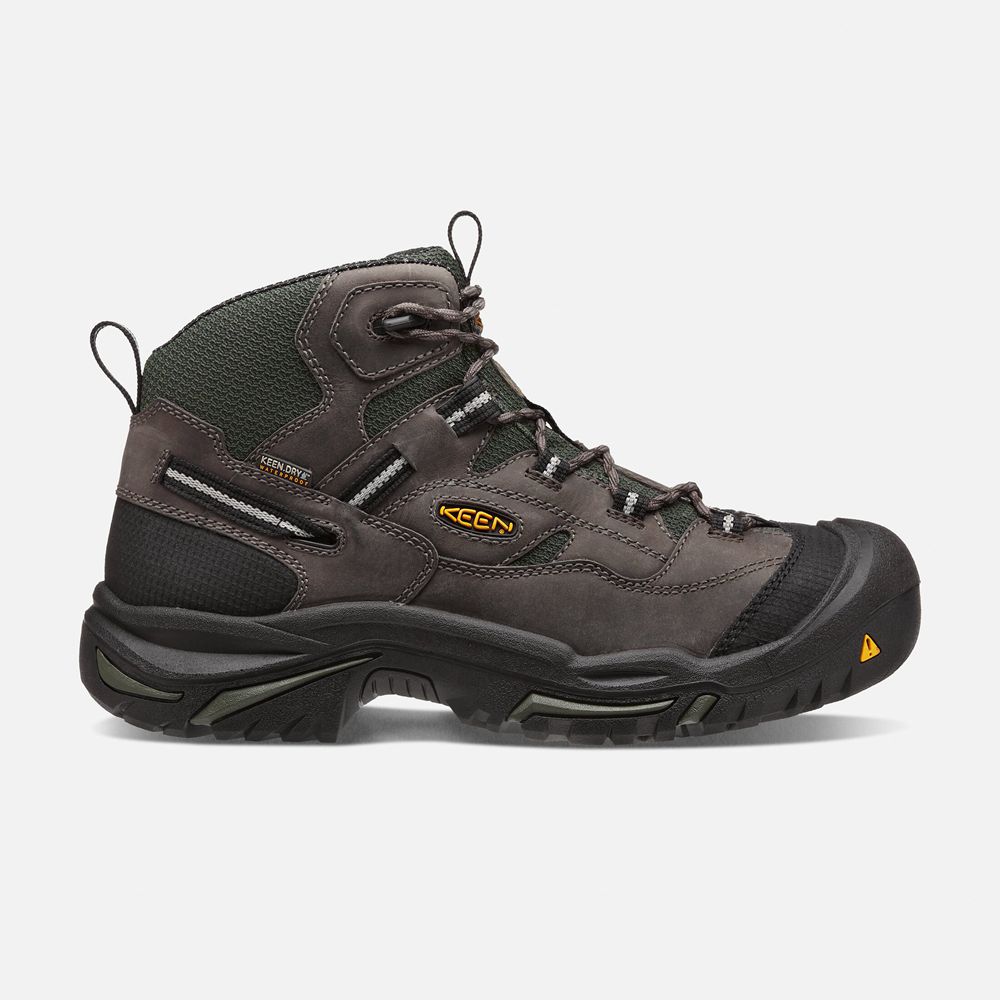 Keen Trekking Bot Erkek Siyah Kahverengi - Braddock Waterproof Mid (Steel Toe) - Türkiye CGMK81706